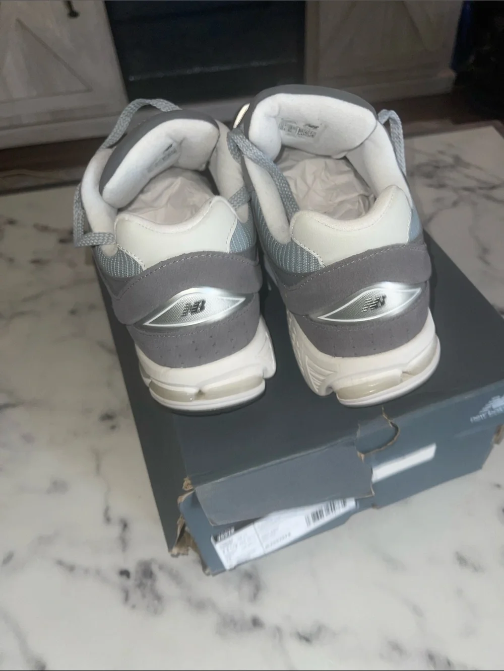 New Balance Gray with Light Blue 'N' Accent Sneakers